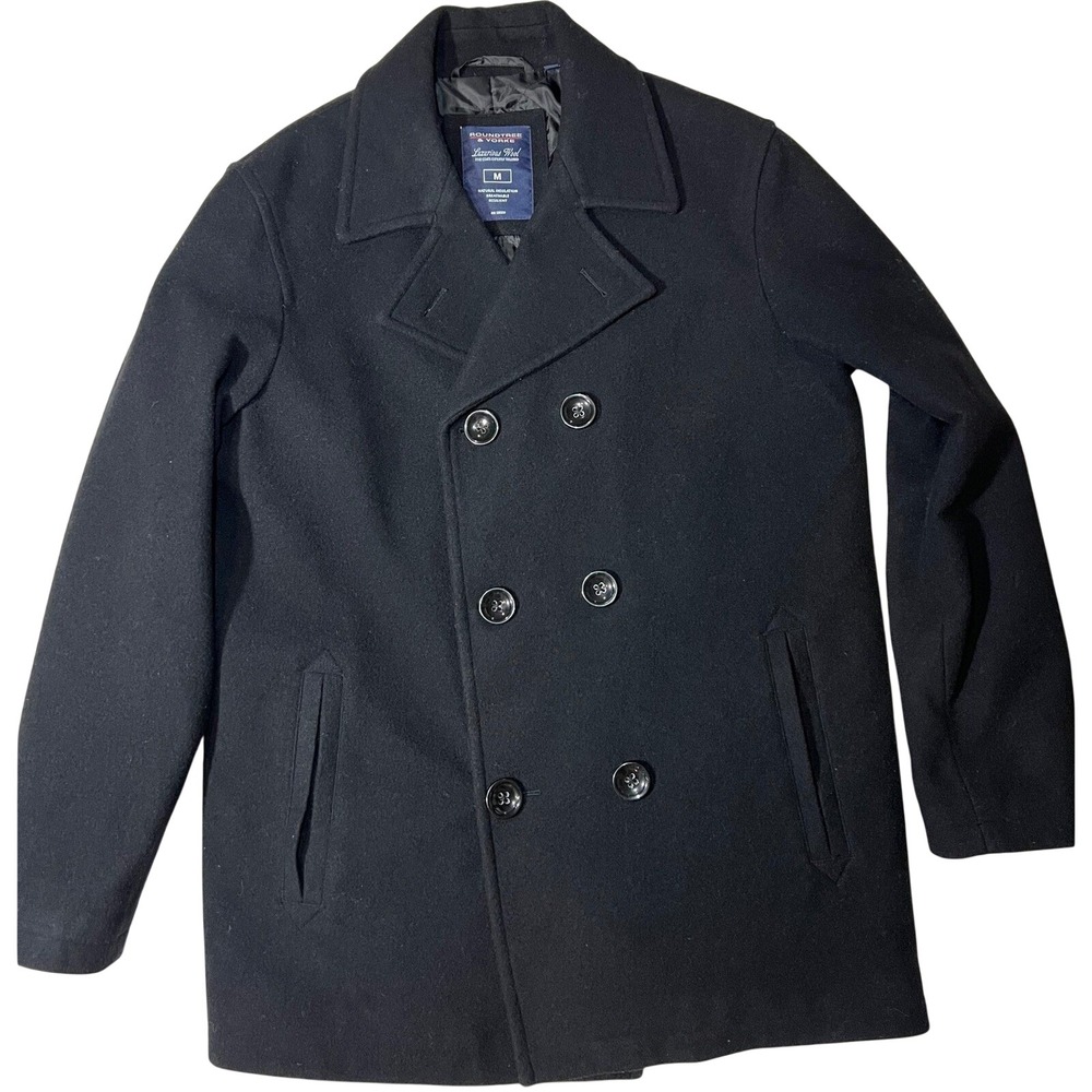 Roundtree & Yorke Black Double Breasted Wool Peacoat Women's Size Medium